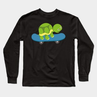 Turtle Skateboard Kids Long Sleeve T-Shirt